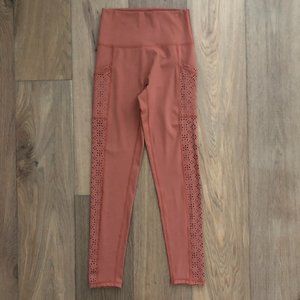 AERIE Women's Rust Orange Copper Hi Rise Laser Cut Leggings Medium